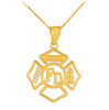 Gold Fireman Open Badge Pendant Necklace