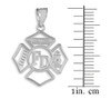 White Gold Fireman Open Badge Pendant Necklace