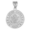 White Gold US Army Coin Pendant Necklace