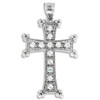White Gold Armenian Cross CZ Pendant