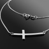 Sterling Silver Sideways Curved Cross Necklace