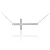 925 Sterling Silver Sideways Diamond Cross Necklace