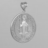 Solid White Gold St. Benedict Coin Medallion Pendant (M)