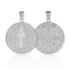 Solid White Gold St. Benedict Coin Medallion Pendant (M)