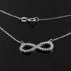 14K White Gold Clear CZ Infinity Pendant Necklace