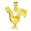 Polished Gold Rooster Charm Pendant Necklace