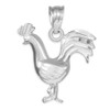 White Gold Rooster Charm Pendant Necklace