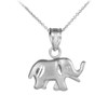 Satin Finish Cute Elephant White Gold Charm Pendant Necklace
