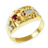 Two-Tone Gold Red CZ Men's Scorpion Ring