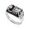 Men's Sterling Silver Black Onyx Scorpion Ring with Cross