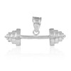 White Gold Dumbbell Charm Sports Pendant Necklace