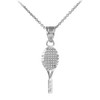 Small Tennis Racquet Silver Charm Sports Pendant Necklace