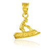 3D Jet Ski Gold Charm Pendant Necklace
