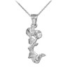 White Gold Cheerleader Charm Pendant Necklace