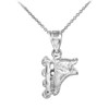 Roller Blade White Gold Charm Pendant Necklace