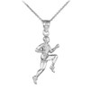 White Gold Runner Sports Pendant Necklace