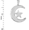 Islamic Crescent White Gold Pendant