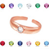 Solid Rose Gold Birthstone CZ Toe Ring