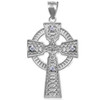 Sterling Silver Celtic Cross Diamond Pendant Necklace