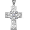 Sterling Silver Celtic Cross Trinity Knot Diamond Pendant Necklace
