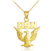 Gold US Navy Pendant Necklace