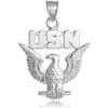 White Gold US Navy Pendant Necklace