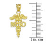 Gold Medical Doctor MD Caduceus Charm Pendant Necklace
