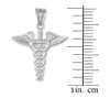 White Gold Caduceus Charm Pendant Necklace