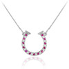 Sterling Silver Clear & Red CZ Horseshoe Necklace