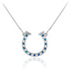 14K White Gold Diamond & Sapphire Horseshoe Necklace