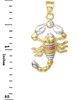 Tri-Color Gold CZ Scorpion Charm Pendant