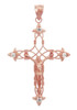 Rose Gold Crucifix Pendant - The Fleur-de-Lis Crucifix