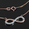 14K Rose Gold Infinity Pendant Necklace Polished with Diamonds
