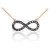 14K Rose Gold Black Diamond Infinity Necklace