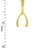 Polished wishbone pendant in gold.