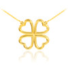 Four-leaf clover necklace in gold.