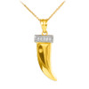 Gold Tiger Tooth Pendant Necklace with Diamonds