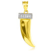 Tiger tooth good luck pendant in gold, with diamonds.