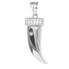 Tiger tooth fang pendant in white gold, with diamonds.