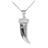 White Gold Tiger Tooth Pendant Necklace with Diamonds