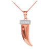 Rose Gold Tiger Tooth Pendant Necklace with Diamonds
