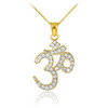 Diamond Ohm/Om pendant necklace in 14k yellow gold.