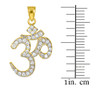Diamond Ohm/Om pendant necklace in 14k yellow gold.