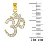 CZ Ohm/Om pendant necklace in 14k yellow gold.