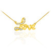 Love heart necklace with diamonds in 14k yellow gold.