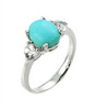 Turquoise and white topaz gemstone ladies ring in 925 sterling silver.