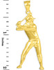 Gold Baseball Batter Sports Charm Pendant