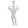 White Gold Bodybuilder Sports Charm Pendant