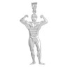 Silver Bodybuilder Sports Charm Pendant