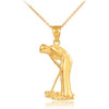 Gold Putter Golfer Sports Charm Pendant Necklace